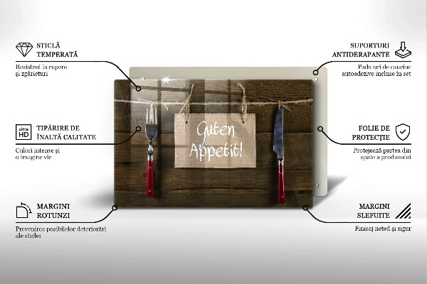 Chopping board glass GUTEN APETIT inscription boards