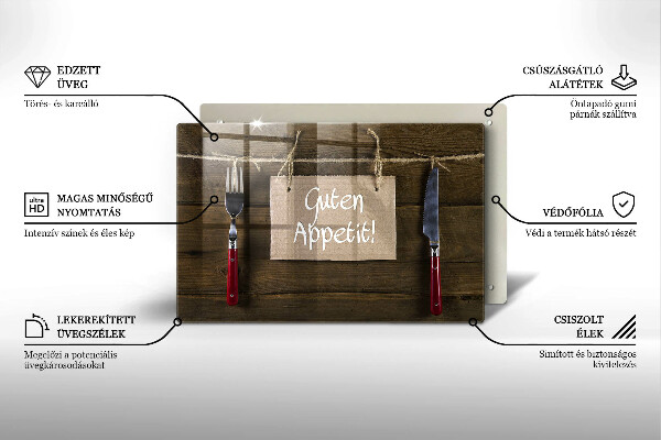 Chopping board glass GUTEN APETIT inscription boards