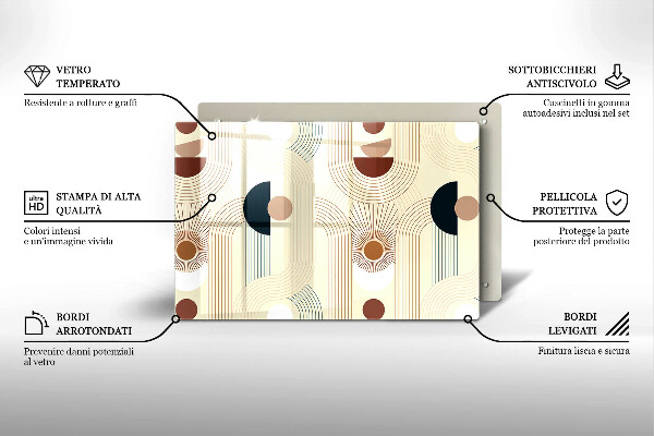 Chopping board glass Boho shapes geometry