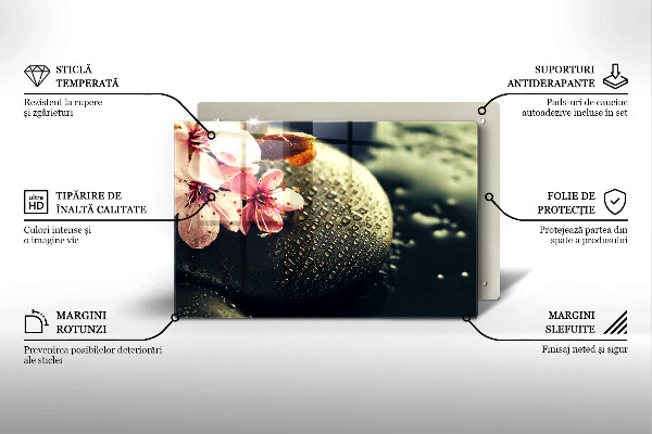 Chopping board glass Flowers stones zen