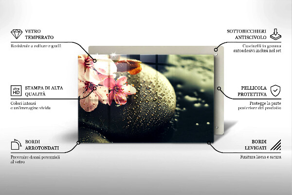 Chopping board glass Flowers stones zen