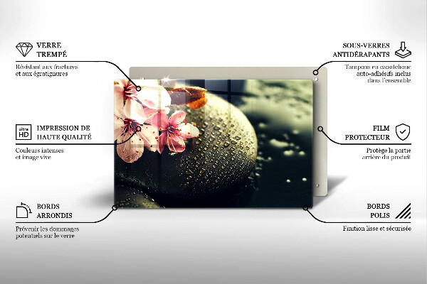 Chopping board glass Flowers stones zen