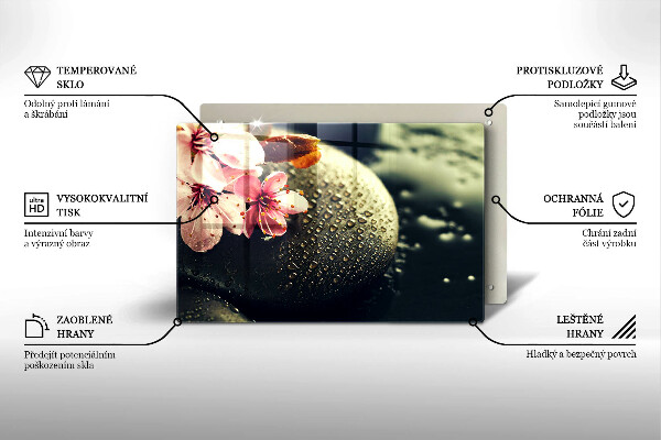 Chopping board glass Flowers stones zen