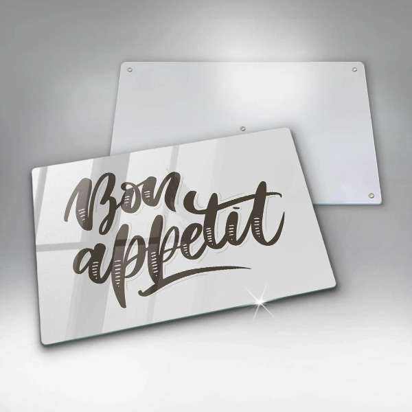 Chopping board glass The inscription Bon Appetit