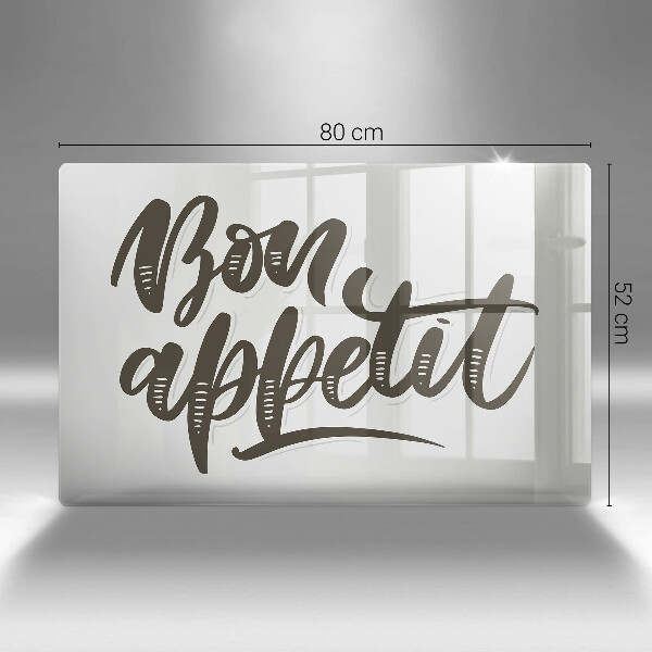 Chopping board glass The inscription Bon Appetit