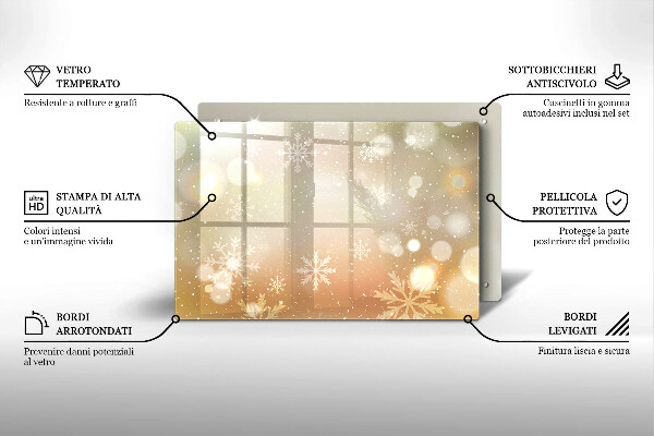 Chopping board glass Snowflakes