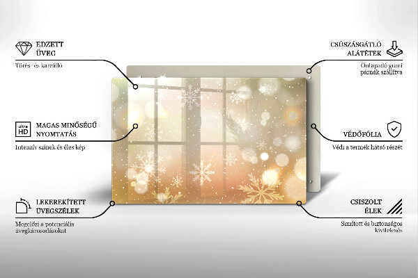 Chopping board glass Snowflakes