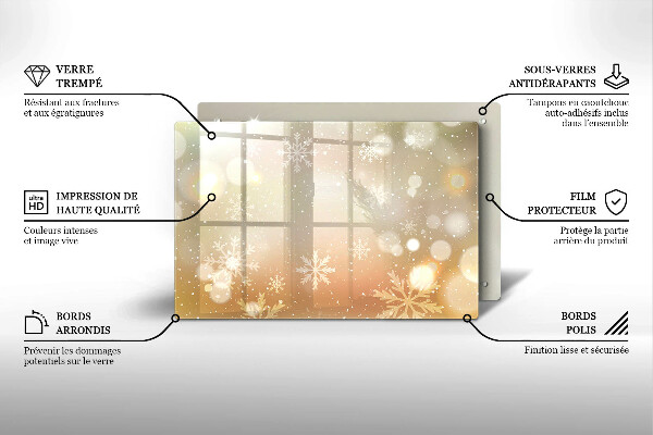 Chopping board glass Snowflakes