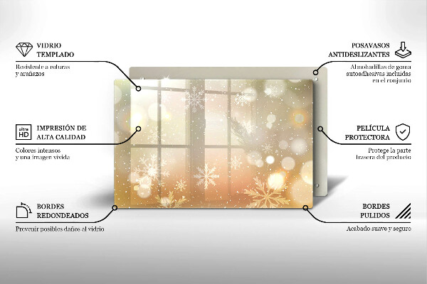 Chopping board glass Snowflakes