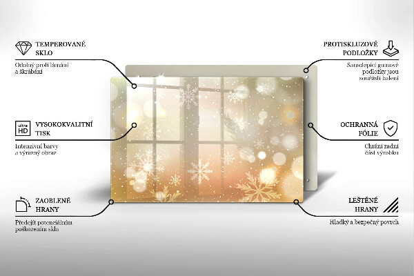 Chopping board glass Snowflakes