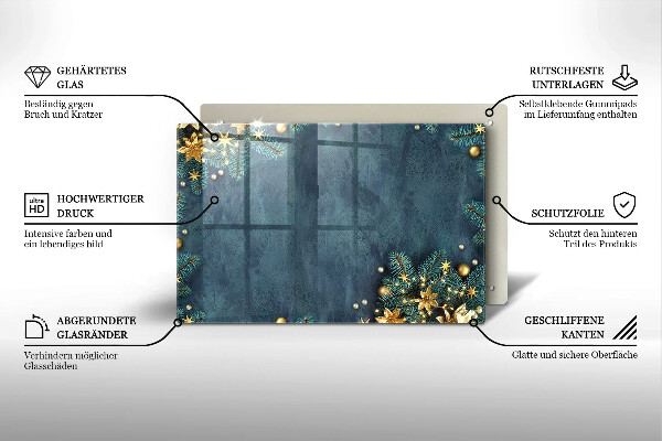 Chopping board glass Christmas decorations