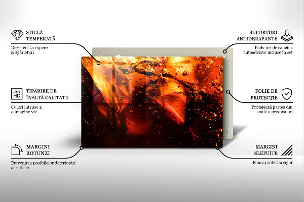 Chopping board glass Cola drink with ice