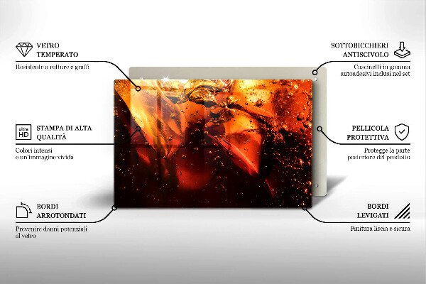 Chopping board glass Cola drink with ice