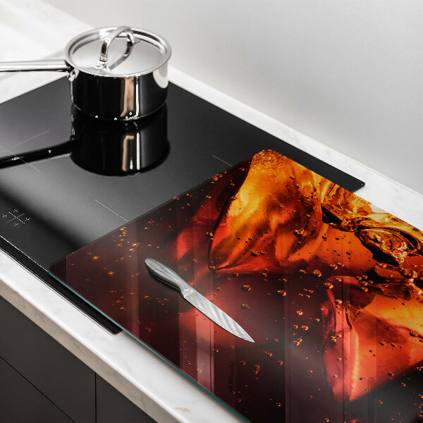Chopping board glass Cola drink with ice