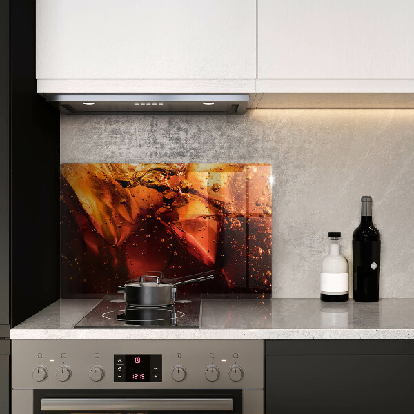 Chopping board glass Cola drink with ice