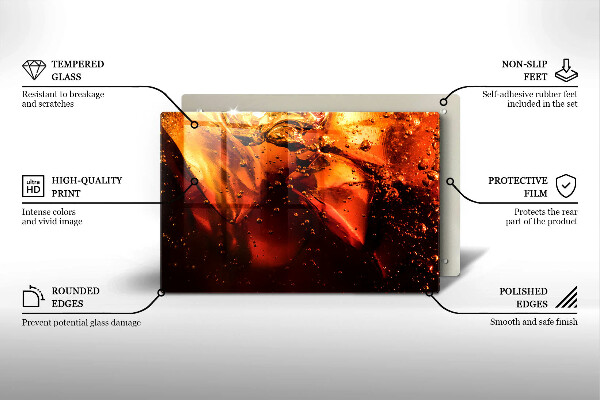 Chopping board glass Cola drink with ice