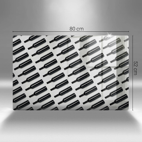 Chopping board glass Black bottles of wine