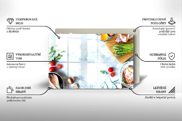 Chopping board glass Ingredients in the kitchen