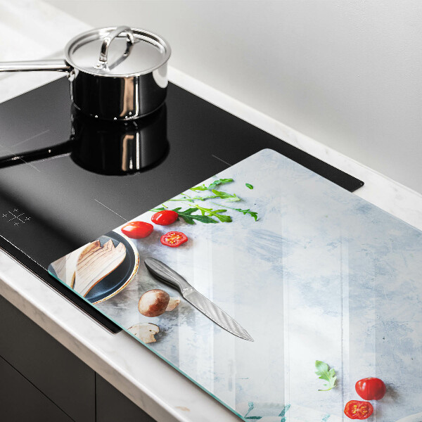 Chopping board glass Ingredients in the kitchen