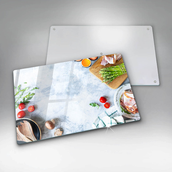 Chopping board glass Ingredients in the kitchen