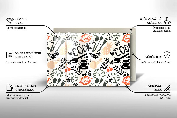 Chopping board glass Drawing kitchen theme