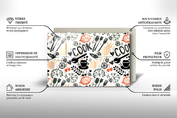 Chopping board glass Drawing kitchen theme