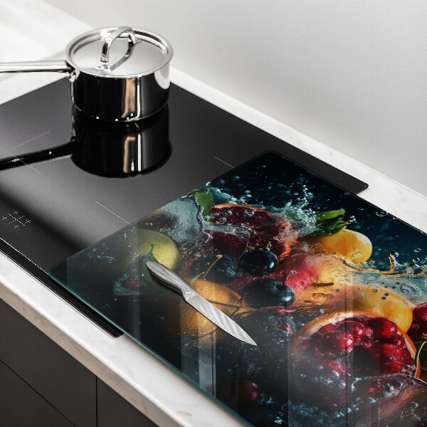 Chopping board glass Fruits in water