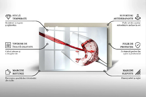 Chopping board glass Red wine