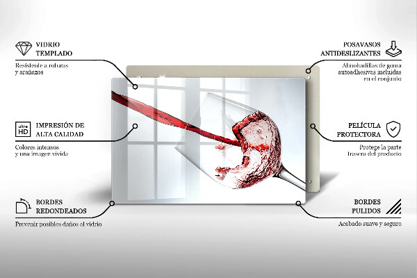 Chopping board glass Red wine