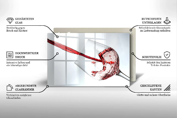 Chopping board glass Red wine