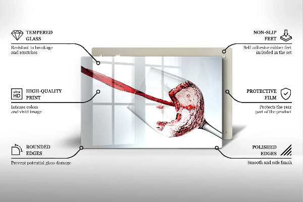 Chopping board glass Red wine