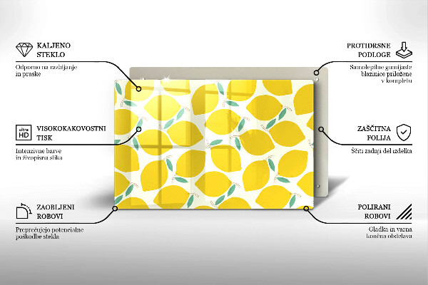 Chopping board glass Illustratuion lemons