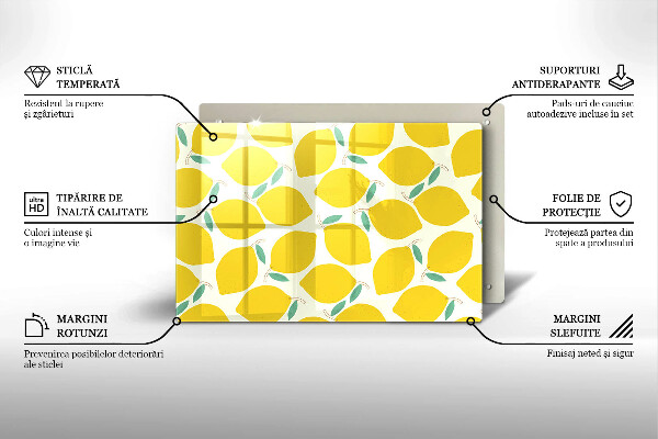 Chopping board glass Illustratuion lemons