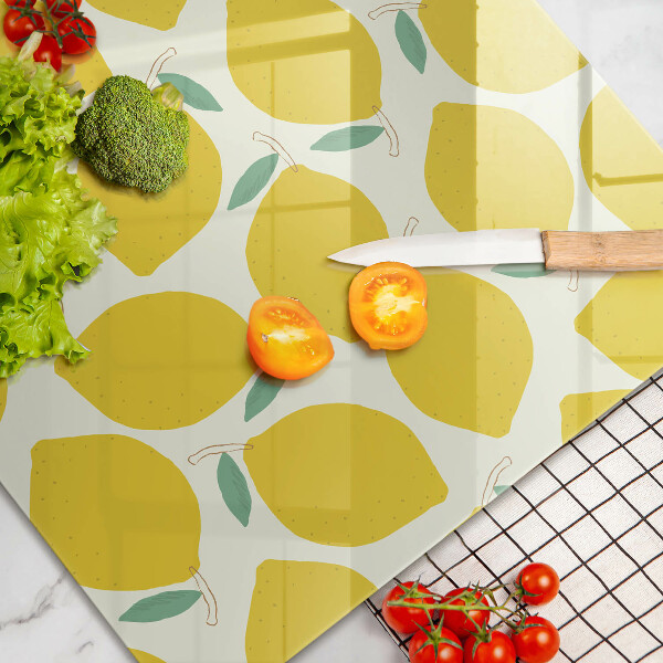 Chopping board glass Illustratuion lemons