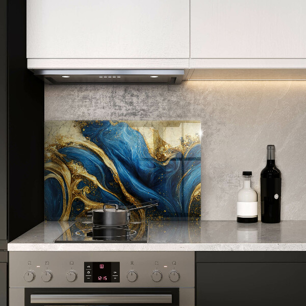 Chopping board glass Blue-gold marble