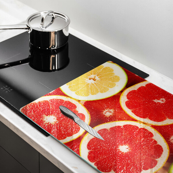 Chopping board glass Grapefruit slices