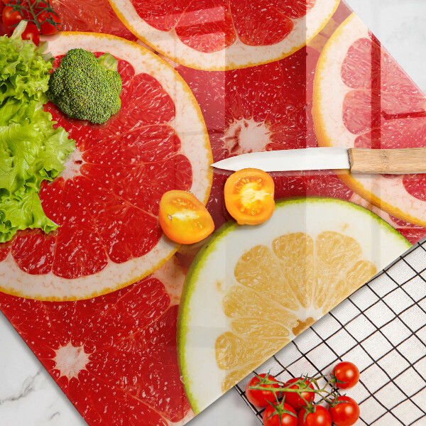 Chopping board glass Grapefruit slices