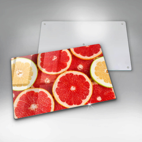 Chopping board glass Grapefruit slices