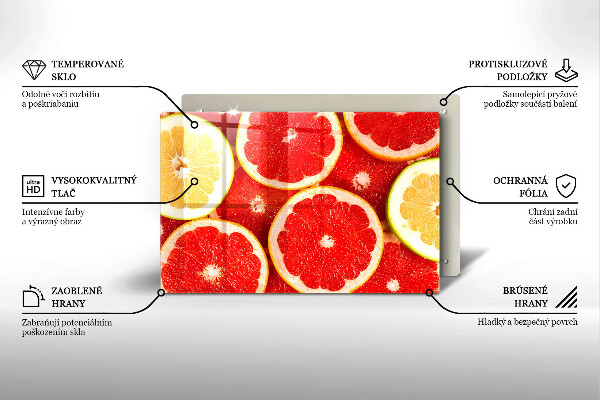 Chopping board glass Grapefruit slices