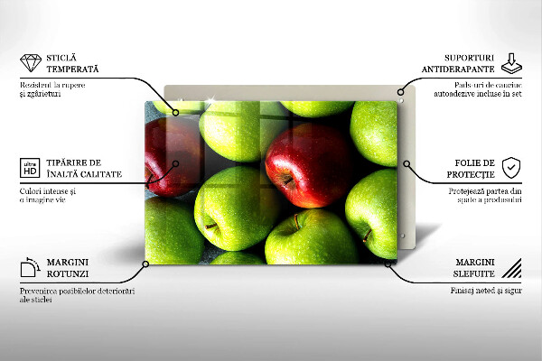 Chopping board glass Juicy apples