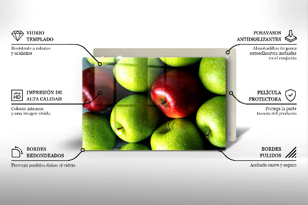 Chopping board glass Juicy apples