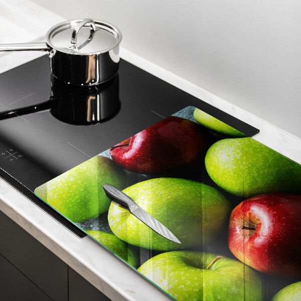 Chopping board glass Juicy apples