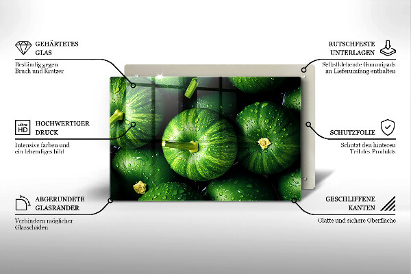 Chopping board glass Green pumpkins