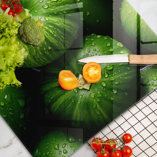 Chopping board glass Green pumpkins