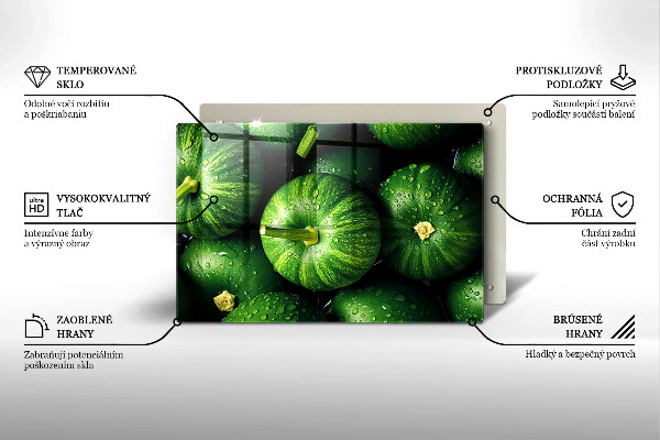 Chopping board glass Green pumpkins