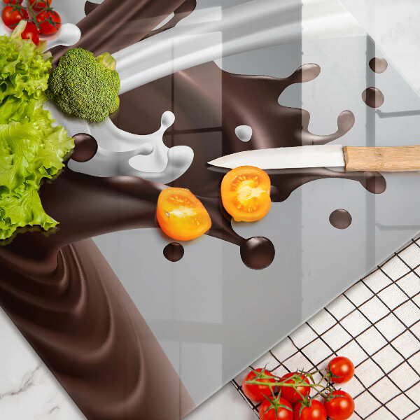 Chopping board glass Milk and chocolate