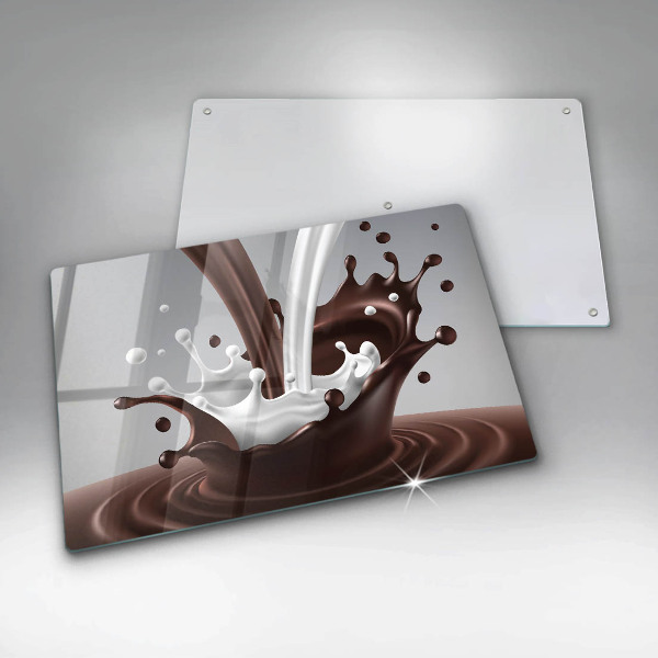 Chopping board glass Milk and chocolate