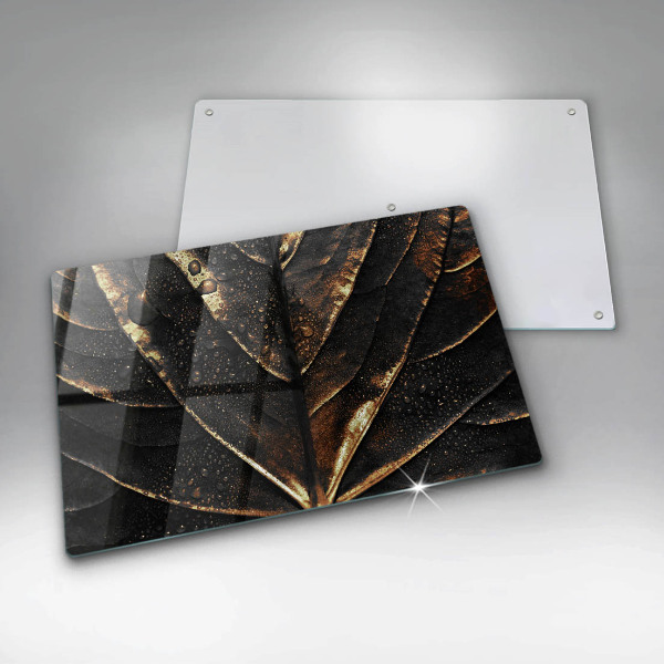 Chopping board glass Golden leaf