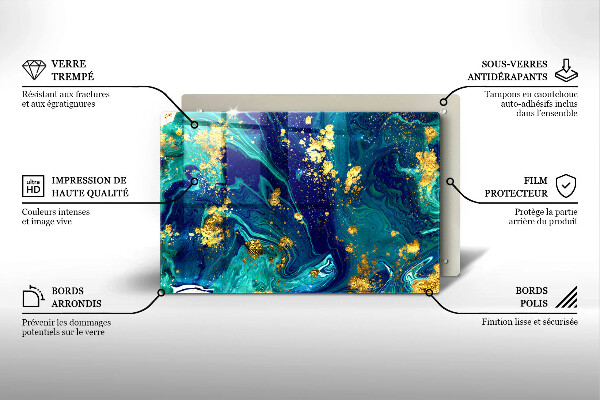Chopping board glass Abstraction with gold