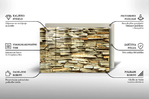 Chopping board glass Decorative stones